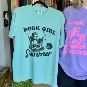 Book Girl Summer Comfort Colors Screen Printed Tee, Gift for Book Lovers! S - 3X